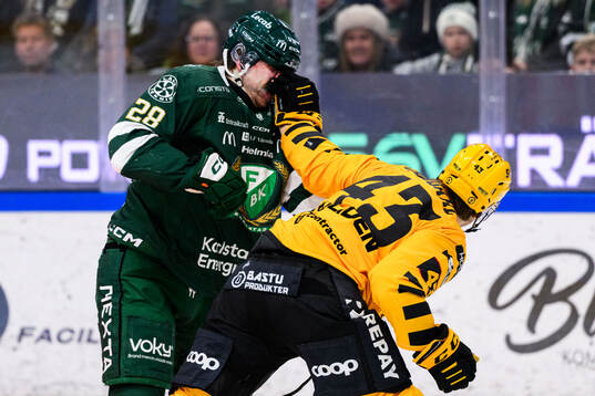 Färjestads Emil Alba och Skellefteås Max Krogdahl