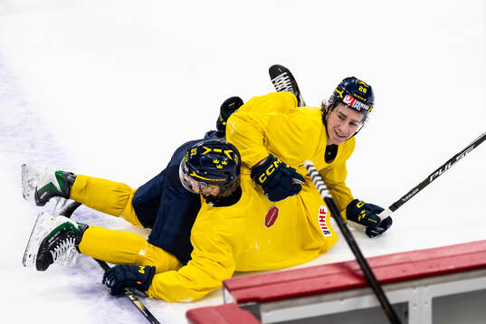 Wilson Björck and Eric Nilson of Sweden at a practice