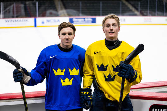 Viggo Björck and Wilson Björck of Sweden pose for a