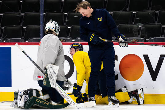 Goaltender Måns Goos, Loke Krantz and goaltender coach
