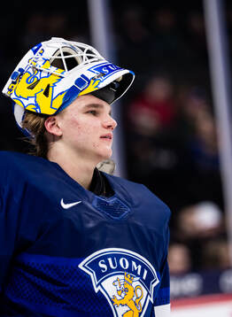 Goaltender Petteri Rimpinen of Finland