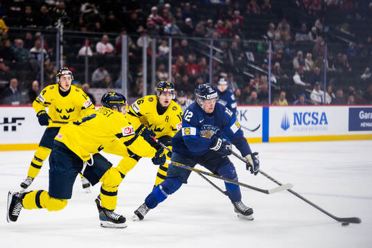 Felix Öhrqvist and Anton Frondell of Sweden against Joona