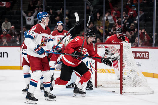 Tij Iginla of Canada celebrates