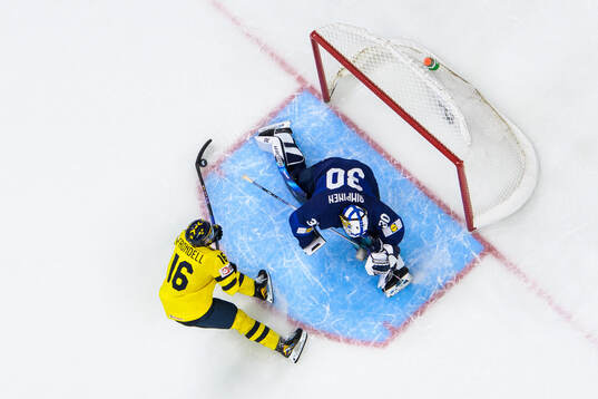 Anton Frondell of Sweden in penalty shoot-out against