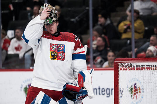Goaltender Michal Orsulak of Czech Republic