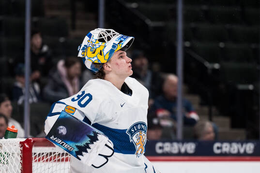 Goaltender Petteri Rimpinen of Finland