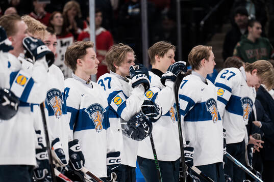 Matias Vanhanen of Finland looks dejected