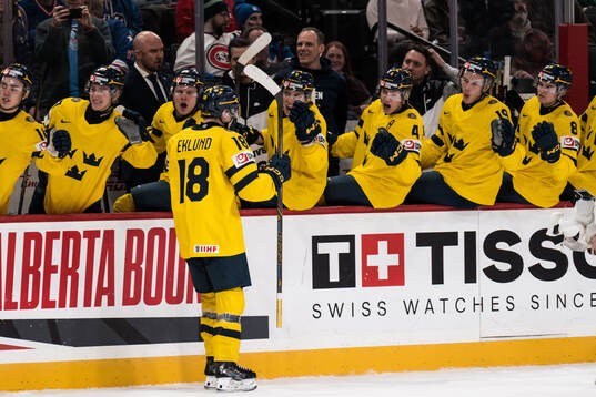 Victor Eklund of Sweden celebrates