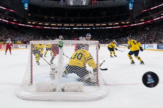 Tomas Poletin of Czech Republic and goaltender Love