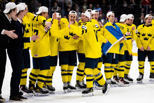 Victor Eklund of Sweden celebrates