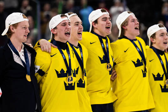 Victor Eklund of Sweden celebrates