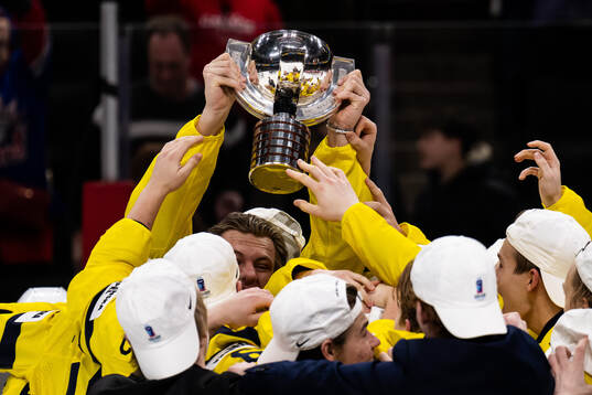 Players of Sweden celebrate