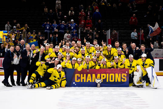 Players of Sweden celebrate