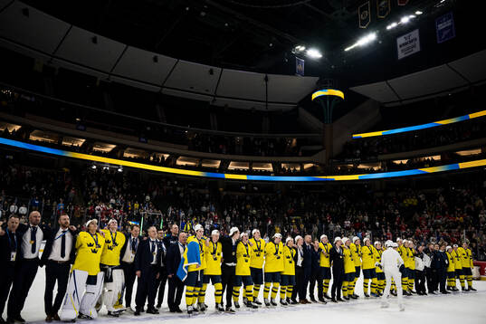 Players of Sweden celebrate