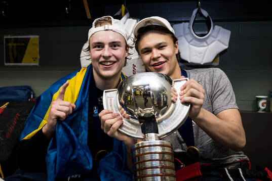 Goaltender Love Härenstam and goaltender Herman Liv of