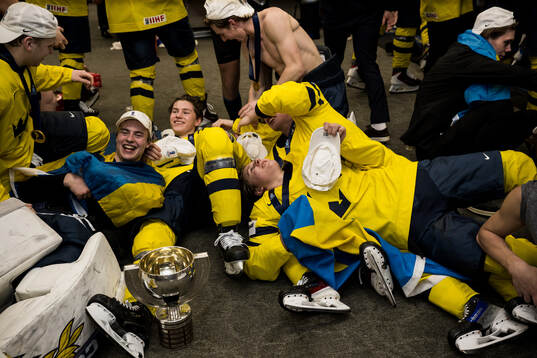 Goaltender Love Härenstam, Leo Sahlin Wallenius, and Ivar