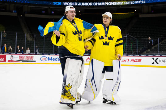 Goaltender Love Härenstam and goaltender Herman Liv of