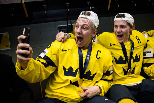 Jack Berglund and Leo Sahlin Wallenius of Sweden celebrate