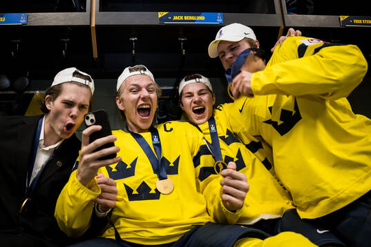 Goaltender Måns Goos, Jack Berglund, Leo Sahlin Wallenius