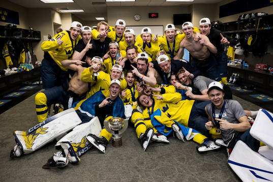 Players of Sweden celebrate