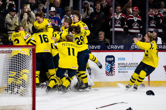 Players of Sweden celebrate
