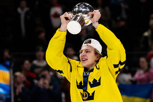 Jack Berglund of Sweden celebrates