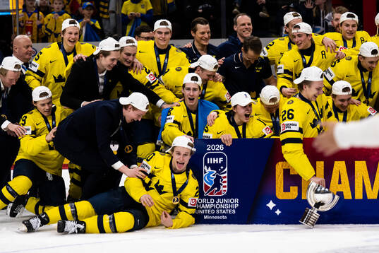 Players of Sweden celebrate