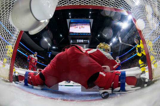 Goaltender Michal Orsulak of Czech Republic lets in the 2-0