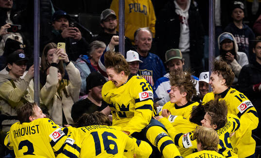 Players of Sweden celebrate