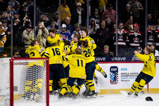 Players of Sweden celebrate