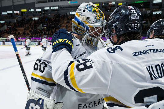 HV71s målvakt Felix Sandström och Justin Glenn Kloos