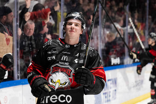 Malmö Redhawks Topi Niemelä jublar
