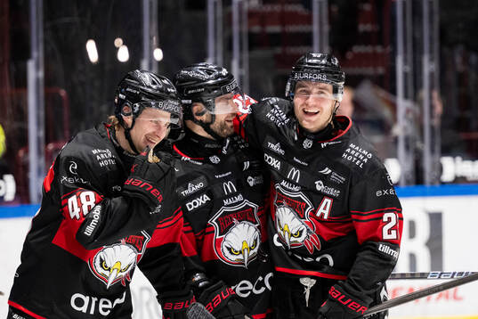 Malmö Redhawks Lauri Pajuniemi, Robin Hanzl och Janne