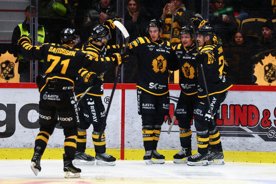 Skellefteås Pontus Johansson jublar med lagkamrater