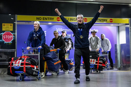 Victor Eklund of Sweden arrive at Arlanda Airport