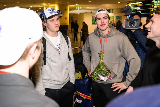 Alfons Freij and Anton Frondell of Sweden arrive at Arlanda