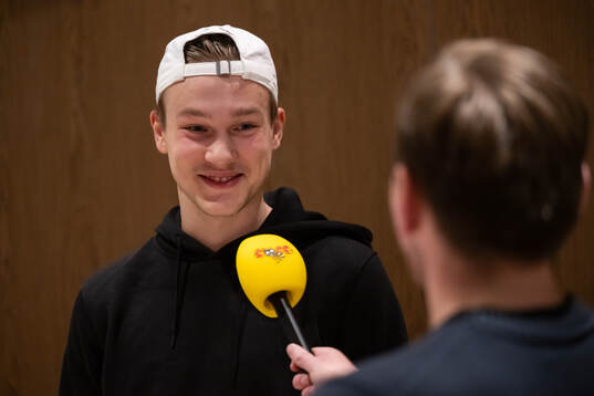 William Håkansson of Sweden is interviewed as he arrives