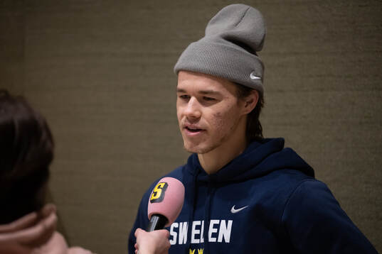 Casper Juustovaara Karlsson of Sweden is interviewed