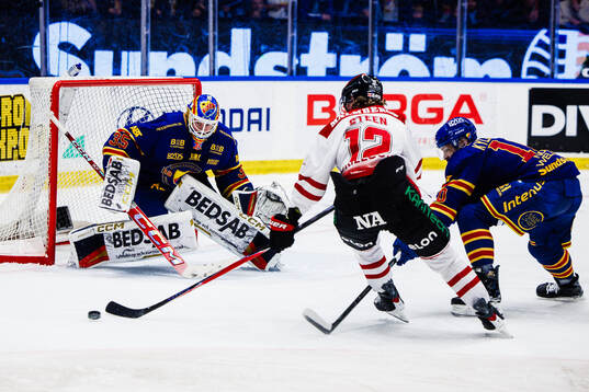 Djurgårdens målvakt Magnus Hellberg och Oliver Kylington