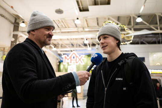 Ivar Stenberg of Sweden is interviewed as he arrives at