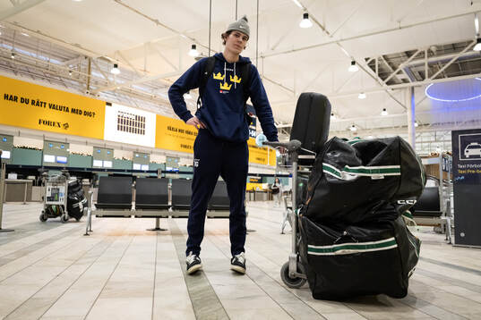 Måns Goos of Sweden arrives at Landvetter Airport