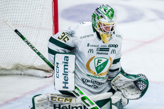 Färjestads målvakt Melker Thelin