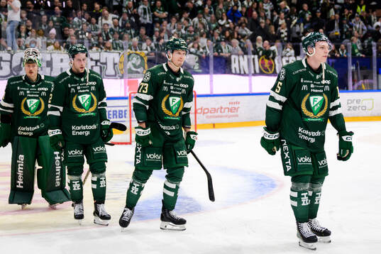 Färjestads målvakt Emil Larmi, Per Åslund, Adam Ollas