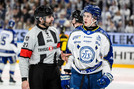 Domare Mikael Sjöqvist och Leksands Tinus Luc Koblar