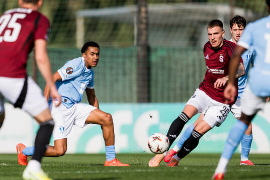 Theodor Lundbergh of Malmö FF and Patrik Vydra of Sparta