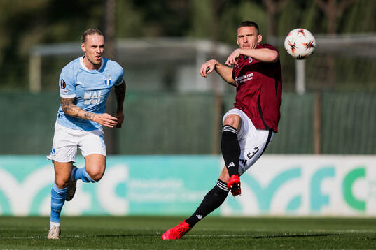 Arnor Sigurdsson of Malmö FF and Pavel Kaderabek of Sparta
