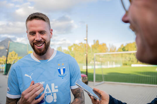 Pontus Jansson of Malmö FF is being interviewed