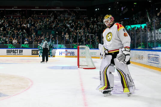 Brynäs målvakt Damian Clara deppar