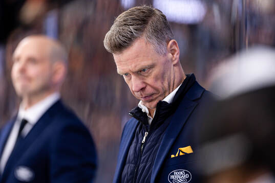 HV71s assisterande tränare Nicklas Rahm deppar