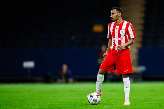Degerfors Bilal Husseinunder träningsmatchen i fotboll